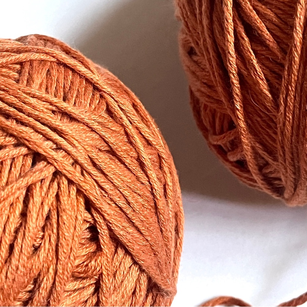 2 Large Burnt Orange Colored Yarn Balls- Prima Cotton. New. - Picture 2 of 9